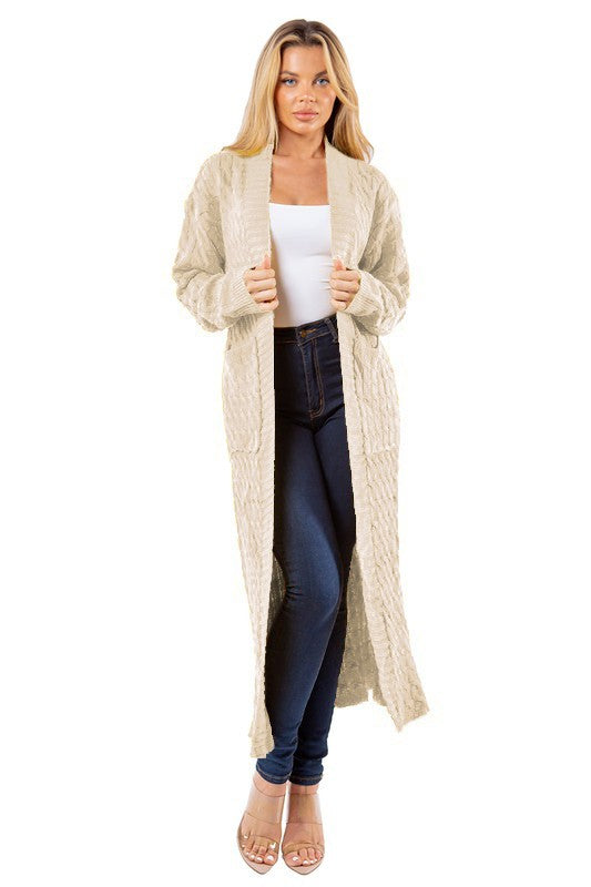 Cream Long Maxi Sweater Cardigan king-general-store-5710.myshopify.com