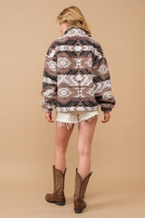 Aztec Teddy Mock Neck Zip Up Pullover king-general-store-5710.myshopify.com