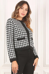 Black Check Knitted Jacket king-general-store-5710.myshopify.com