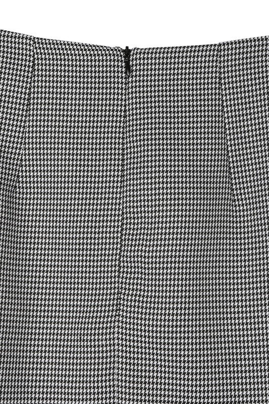 Houndstooth Shirred Wrap Skirt king-general-store-5710.myshopify.com