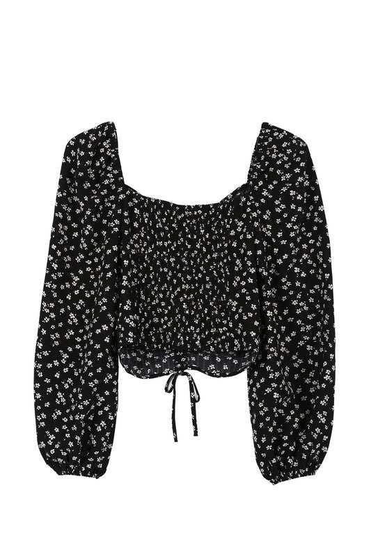 Ruched Floral Print Crop Top king-general-store-5710.myshopify.com