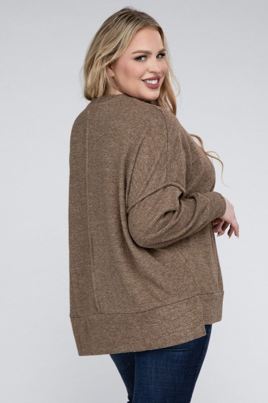 Plus Brushed Melange Drop Shoulder Sweater king-general-store-5710.myshopify.com