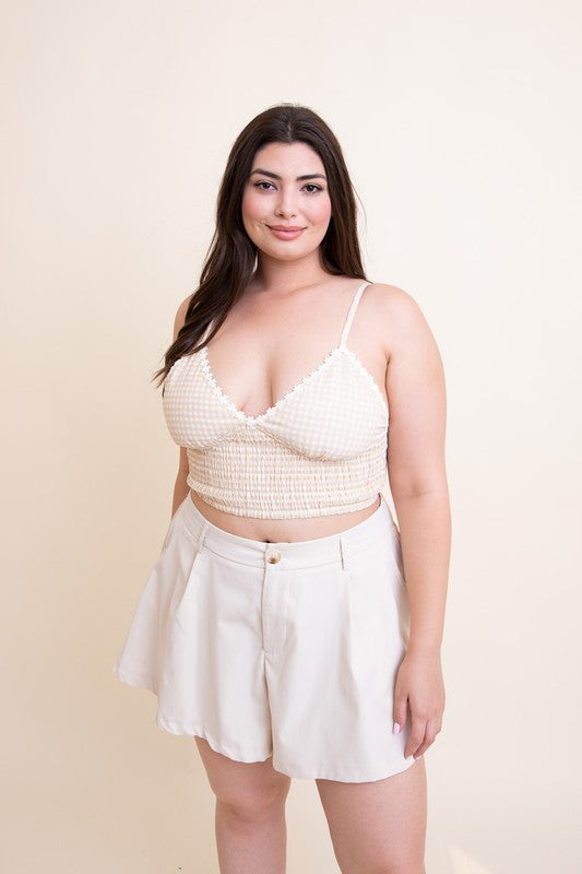 Plus Size Gingham Smocked Bralette king-general-store-5710.myshopify.com