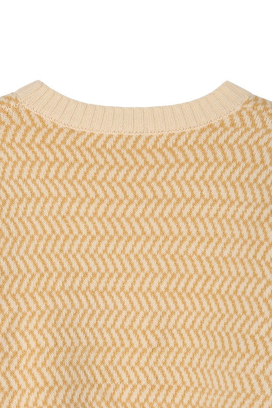 Herringbone Pattern Crew Neck Sweater king-general-store-5710.myshopify.com