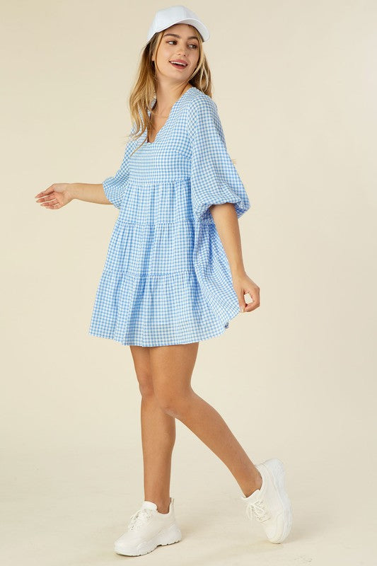 Gingham Checked Tiered Dress king-general-store-5710.myshopify.com