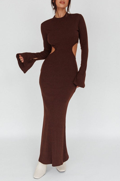 Long Sleeves Flared Cuff Knit Maxi Dress king-general-store-5710.myshopify.com