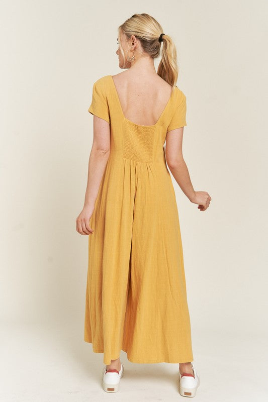 LINEN BUTTON DOWN JUMPSUIT king-general-store-5710.myshopify.com