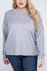 Plus Ribbed Brushed Melange Hacci Sweater king-general-store-5710.myshopify.com