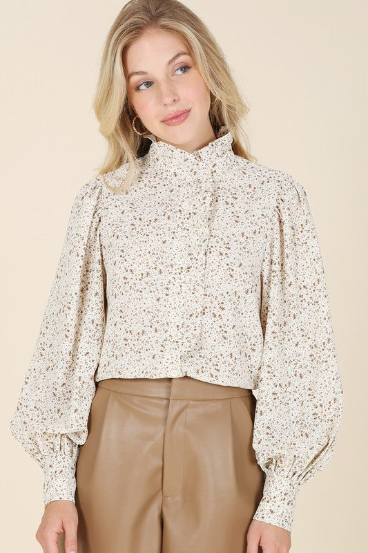 Stand Collar Floral Frill Blouse king-general-store-5710.myshopify.com