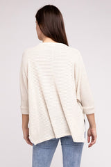 V-Neck Hi-Low Hem Jacquard Sweater king-general-store-5710.myshopify.com