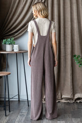 Heimish Full Size Ribbed Front Pocket Sleeveless Jumpsuit