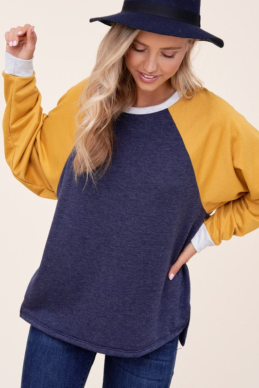 Solid Terry Color Block Sweatshirt