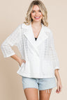 Soft White Culture Code Double Breasted Eyelet Jacket with Pockets