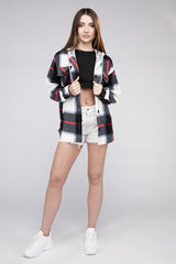 Plaid Drawstring Hooded Fleece Shacket king-general-store-5710.myshopify.com