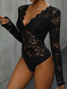 Lace Plunge Long Sleeve Bodysuit