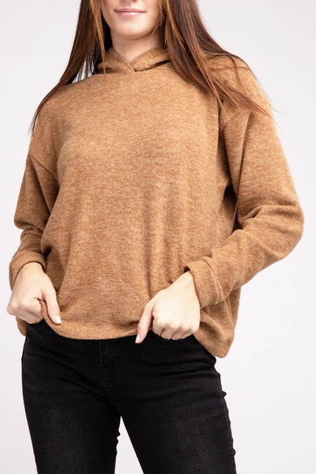 Hooded Brushed Melange Hacci Sweater king-general-store-5710.myshopify.com