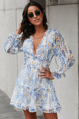 Floral Frill Trim Plunge Flounce Sleeve Dress king-general-store-5710.myshopify.com