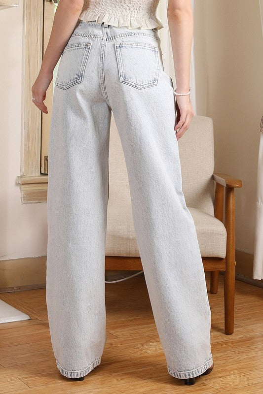 Pale Blue High Waist Denim Jeans king-general-store-5710.myshopify.com