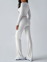 Devine Round Neck Long Sleeve Top and Drawstring Pants Set