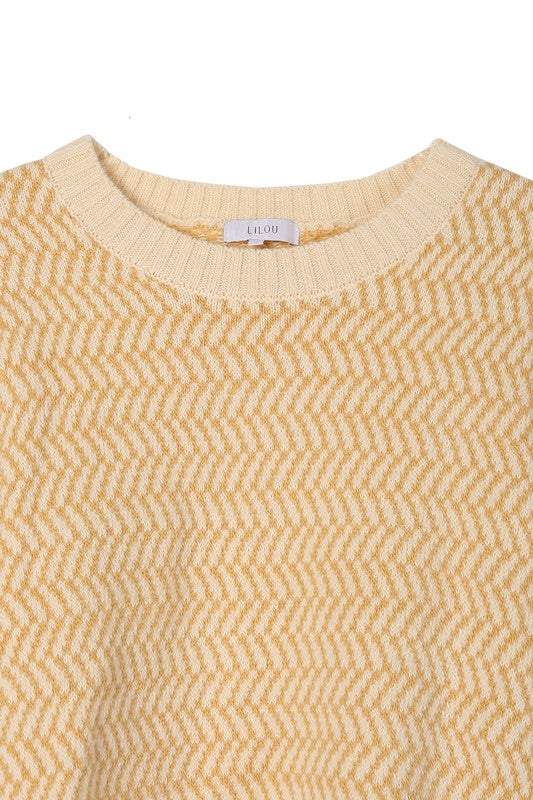 Herringbone Pattern Crew Neck Sweater king-general-store-5710.myshopify.com