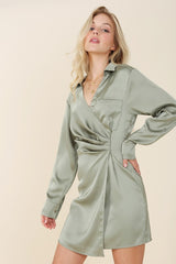 Satin Collared Wrap Mini Dress king-general-store-5710.myshopify.com