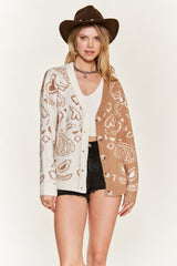 Heart Paisley and Color Block Cardigan king-general-store-5710.myshopify.com