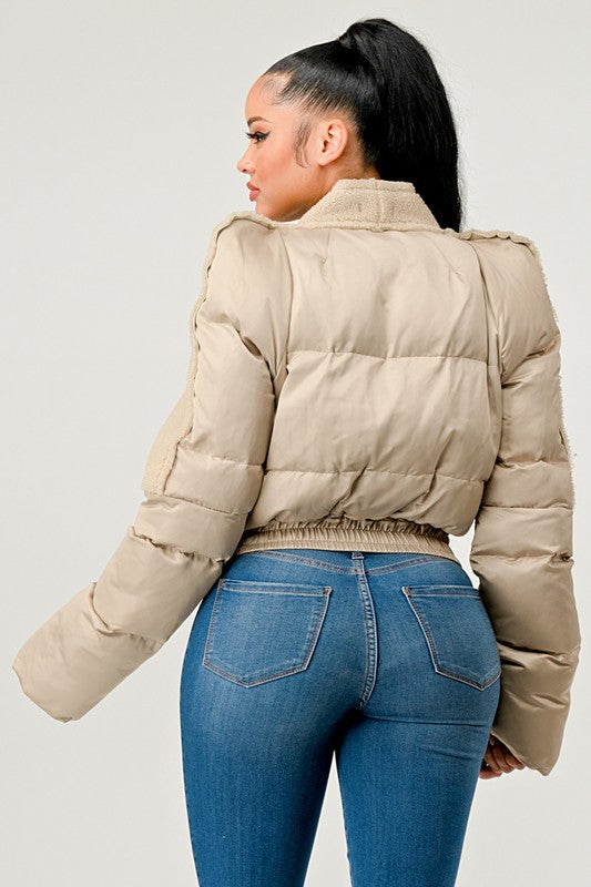 Plush Puff Sleeve Bomber Jacket king-general-store-5710.myshopify.com