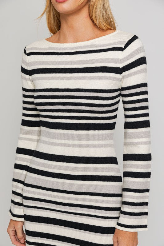 Boat Neck Bell Sleeve Sweater Dress king-general-store-5710.myshopify.com