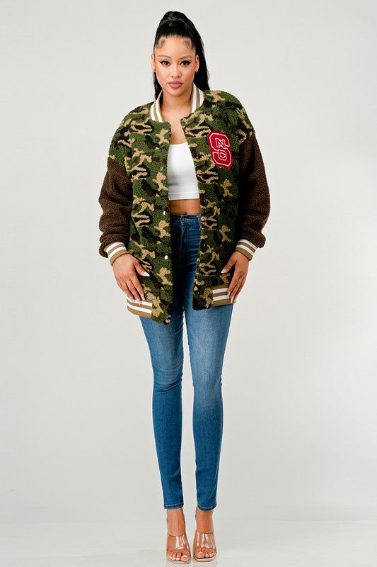 Camo Letterman Jacket king-general-store-5710.myshopify.com