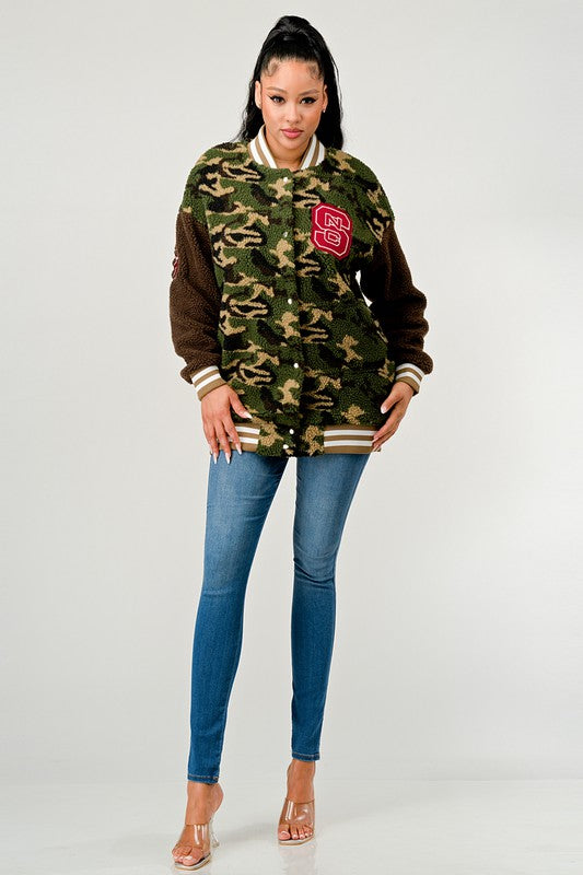 Camo Letterman Jacket king-general-store-5710.myshopify.com