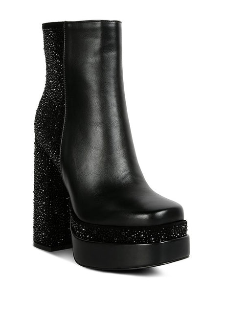 Dryday Diamante Zip Up Block Heel Boots king-general-store-5710.myshopify.com