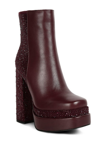 Dryday Diamante Zip Up Block Heel Boots king-general-store-5710.myshopify.com