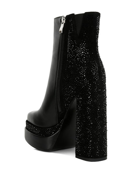 Dryday Diamante Zip Up Block Heel Boots king-general-store-5710.myshopify.com