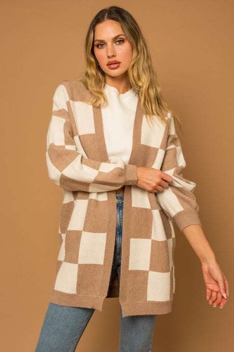 Checker Graphic Sweater Cardigan king-general-store-5710.myshopify.com