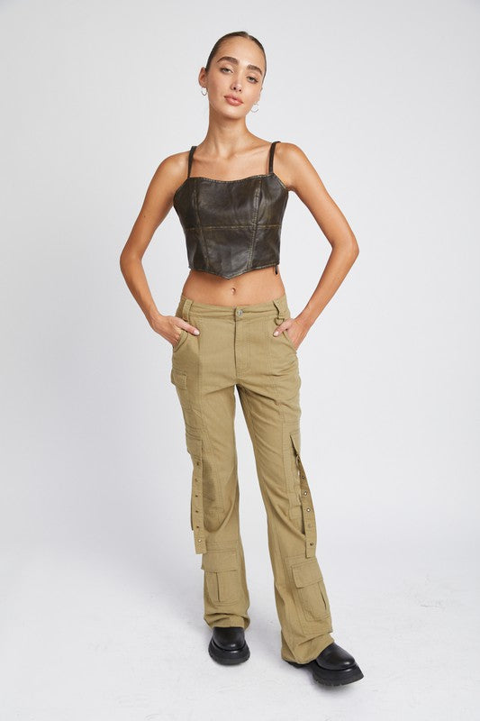 LOW WAIST CARGO FLARED PANTS king-general-store-5710.myshopify.com