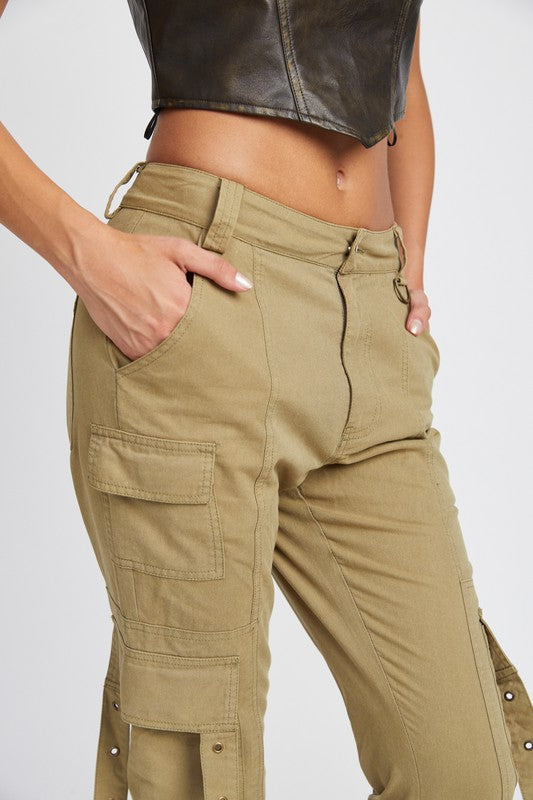 LOW WAIST CARGO FLARED PANTS king-general-store-5710.myshopify.com