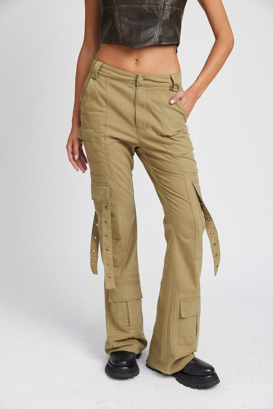 LOW WAIST CARGO FLARED PANTS king-general-store-5710.myshopify.com