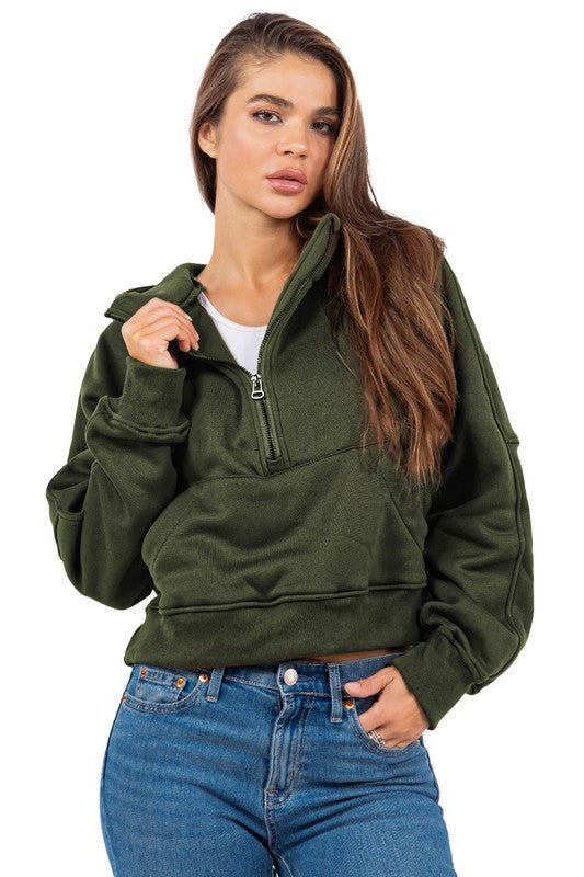 Olive Kangaroo Pocket Sexy Sweatshirt king-general-store-5710.myshopify.com