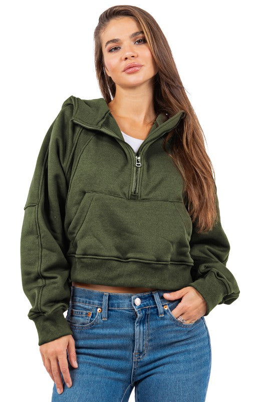 Olive Kangaroo Pocket Sexy Sweatshirt king-general-store-5710.myshopify.com