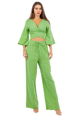 Green Crop Top Pants Set king-general-store-5710.myshopify.com