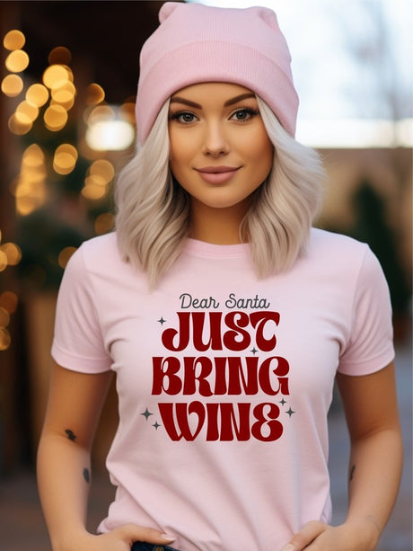 Dear Santa, Just Bring Wine Graphic Tee king-general-store-5710.myshopify.com