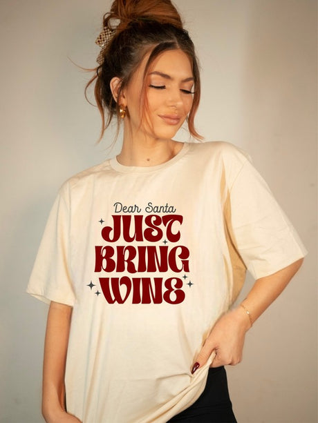 Dear Santa, Just Bring Wine Graphic Tee king-general-store-5710.myshopify.com