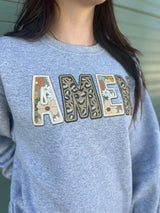 Faux Embroidery Amen Patch Sweatshirt king-general-store-5710.myshopify.com