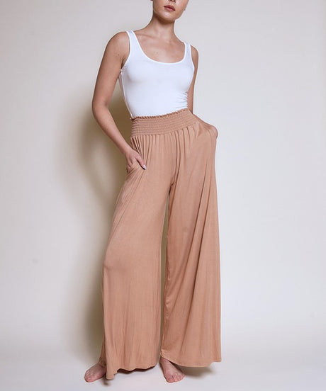 Smock Elastic Waist Maxi Palazzo Pants king-general-store-5710.myshopify.com