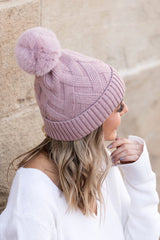 Chunky Knit Fur Pom Beanie king-general-store-5710.myshopify.com