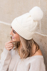 Chunky Knit Fur Pom Beanie king-general-store-5710.myshopify.com