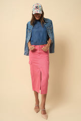 Dusty Pink Cargo Midi Skirt