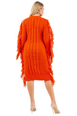 Orange Multi Tassel Sweater Dress king-general-store-5710.myshopify.com