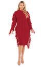 Burgundy Multi Tassel Sweater Dress king-general-store-5710.myshopify.com