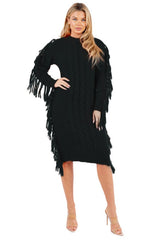 Black Multi Tassel Sweater Dress king-general-store-5710.myshopify.com